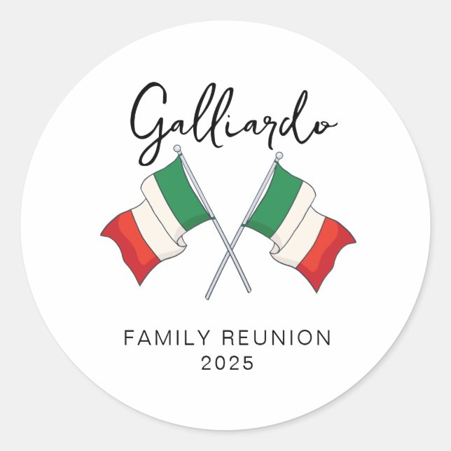 Sticker Rond Reunion de la famille du drapeau italien (Devant)