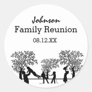 Sticker Rond Réunion de l'arbre familial   Personnalisé