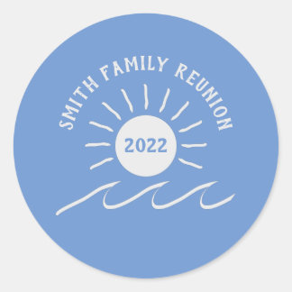 Sticker Rond Réunion en famille - Extérieur - Soleil à la plage