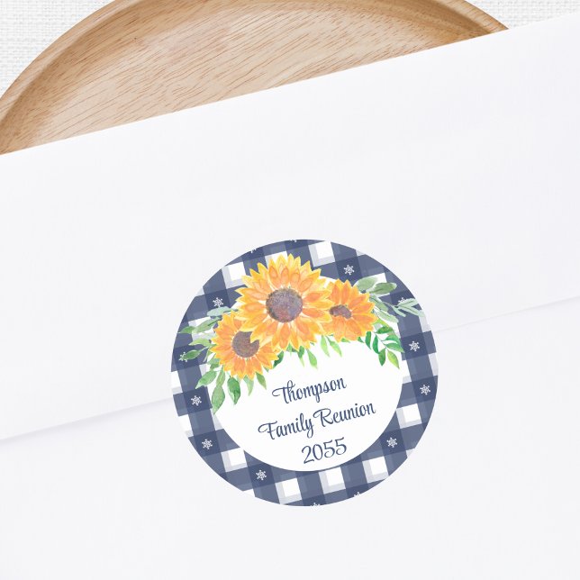 Sticker Rond Réunion personnalisée de la famille des tournesols (Créateur téléchargé)