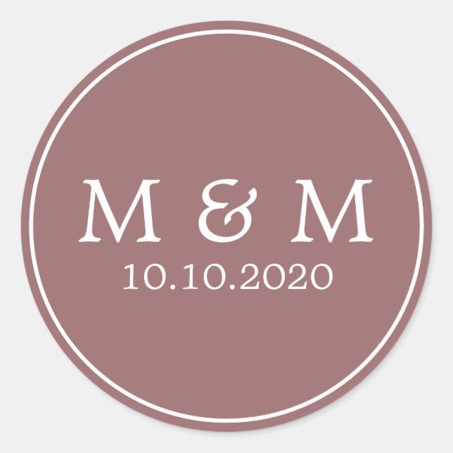 Sticker Rond Rêve d'automne | Monogramme classique Mariage (Devant)