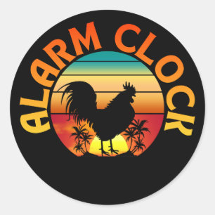 STICKER ROND RÉVEIL VINTAGE COQ DU MATIN POULE