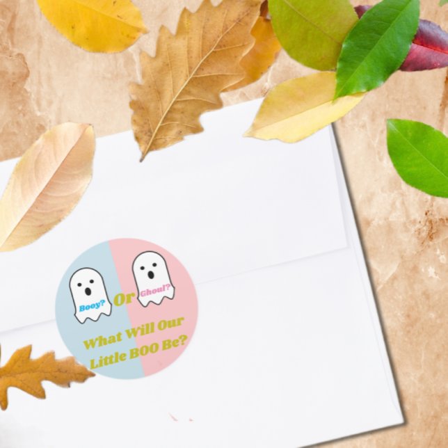 Sticker Rond Révélation de genre de garçon ou de fille Ghoul Ha (Créateur téléchargé)