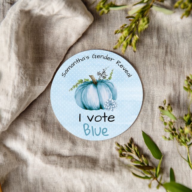 Sticker Rond Révélation de genre Je vote Baby shower Citrouille (Créateur téléchargé)
