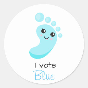 Sticker Rond Révélation de genre Je vote Baby shower garçon ble