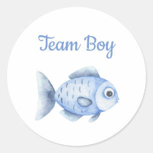 Sticker Rond Révélation du sexe à la pêche - Équipe Garçon