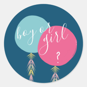 Sticker Rond Révélation genre garçon ou fille Tassel Balloon Ma