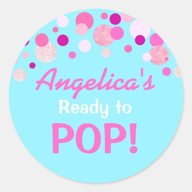 Sticker Rond Révéler le genre prêt à taper le Baby shower bleu  (Devant)