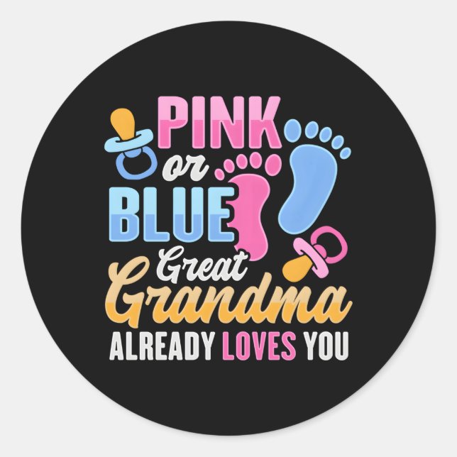 Sticker Rond Révéler Le Sexe Pour La Grande Grand-Mère (Devant)