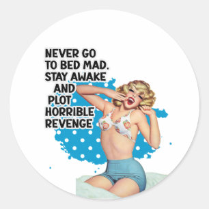 Sticker Rond Revenge Retro Humour de femme de ménage Illustrati