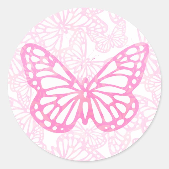 Sticker Rond Rêves papillon (rose-simple) (Devant)