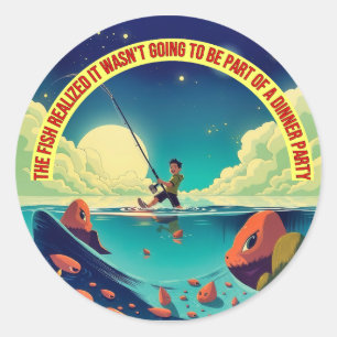 Sticker Rond Rêves sur la Lune : Pêcher sous les étoiles
