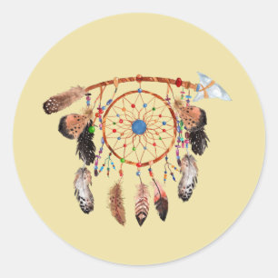Sticker Rond Rêveur indien américain