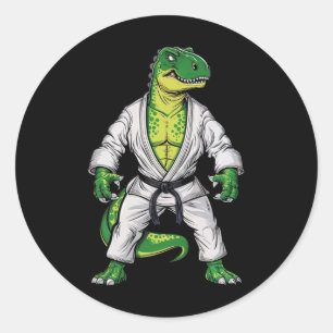 Sticker Rond Rex Martial Arts Dinosaur Jiu-jitsu Bjj Karate