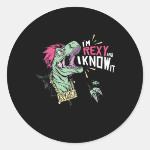 Sticker Rond Rexy t-rex