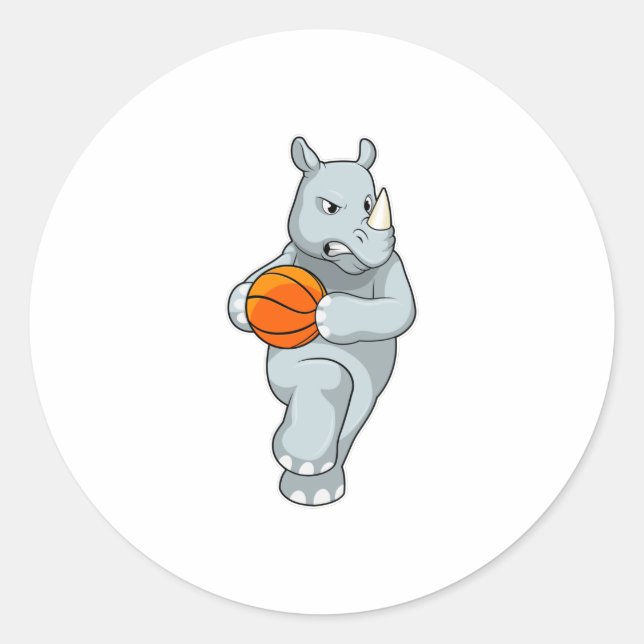 Sticker Rond Rhino as Basketball (Devant)