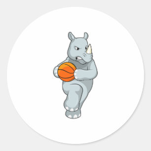 Sticker Rond Rhino as Basketball