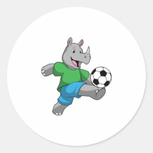 Sticker Rond Rhino comme joueur de football avec Soccer