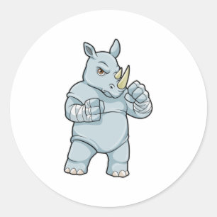 Sticker Rond Rhino en boîte à Boxer