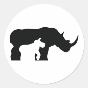 Sticker Rond Rhino noir et blanc