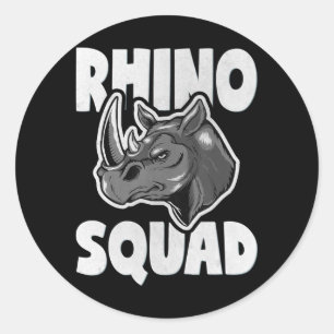 Sticker Rond Rhino Squad Rhinoceros Love Team Cadeau