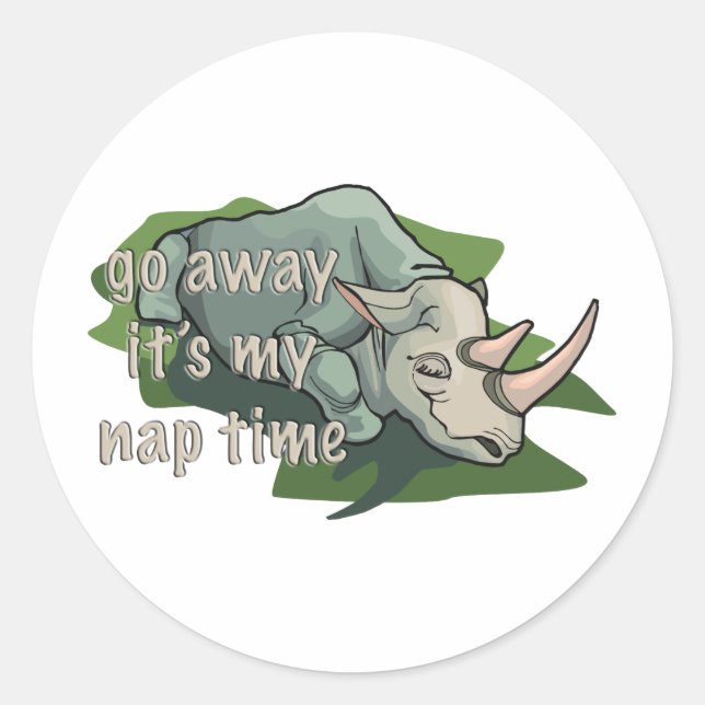 STICKER ROND RHINOCEROS DORMIR (Devant)
