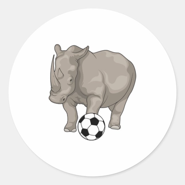 Sticker Rond Rhinocéros Soccer (Devant)