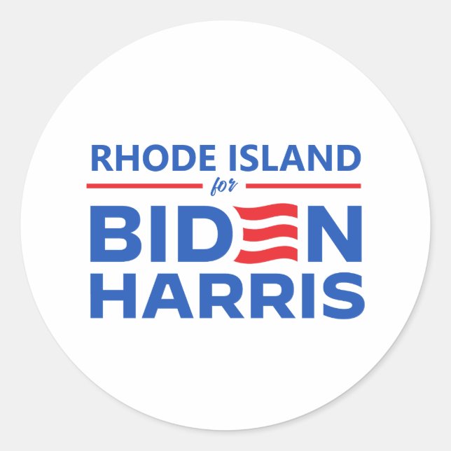 Sticker Rond Rhode Island pour Biden Harris (Devant)