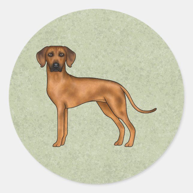 Sticker Rond Rhodesian Ridgeback mignon Chien Lion Africain Ver (Devant)