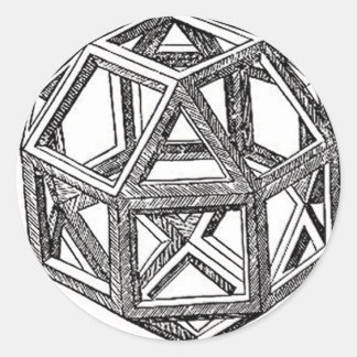 Sticker Rond Rhombicuboctahedron, Léonard de Vinci