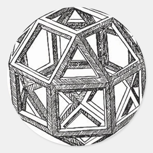 Sticker Rond Rhombicuboctahedron, Léonard de Vinci (Devant)
