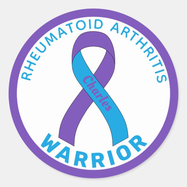 Sticker Rond Rhumatoïde Arthrite guerrier Ruban blanc classique (Devant)