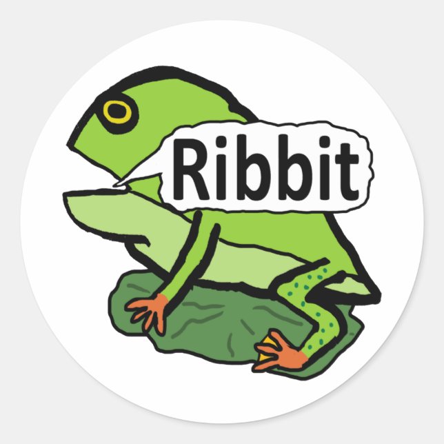 Sticker Rond Ribbit de grenouille amusant (Devant)