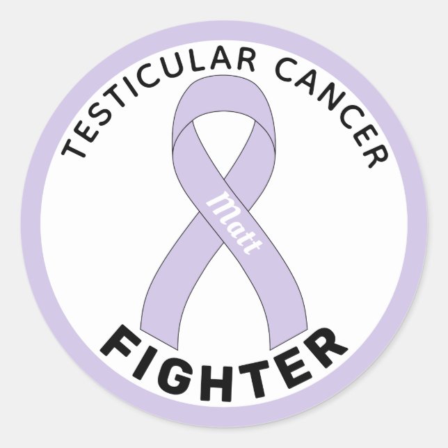 Sticker Rond Ribbon blanc de lutte contre le cancer testiculair (Devant)