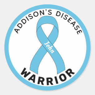 Sticker Rond Ribbon blanc guerrier de la maladie d'Addison