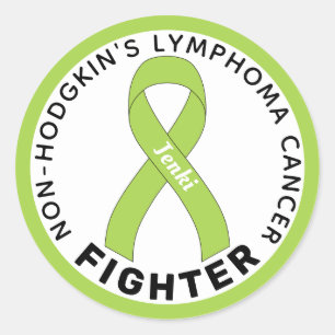 Sticker Rond Ribbon blanc pour la lutte contre le cancer du lym