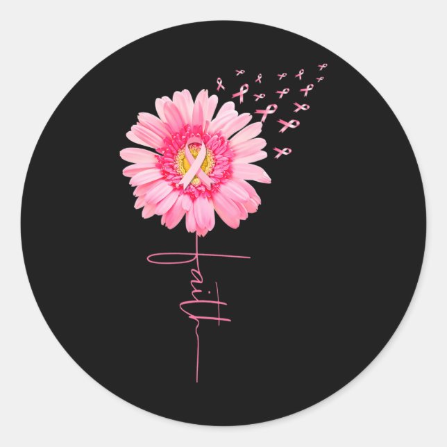 Sticker Rond Ribbon Daisy Faith - Mois de sensibilisation au ca (Devant)