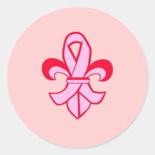 Sticker Rond Ribbon Fleur de Lis rose