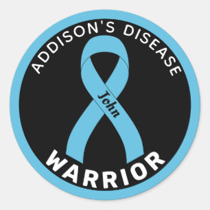 Sticker Rond Ribbon noir guerrier de la maladie d'Addison