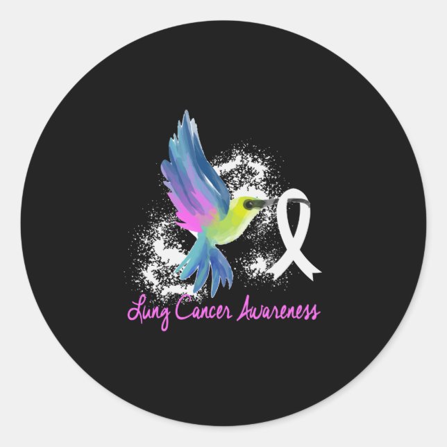 Sticker Rond Ribbon perle de sensibilisation au cancer du poumo (Devant)