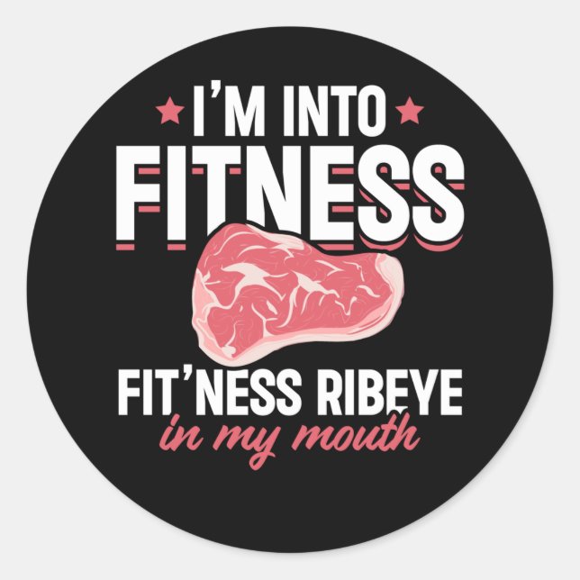 Sticker Rond Ribeye Steak Funny Fitness Humour (Devant)