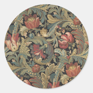 Sticker Rond Riche brocart de tapisserie florale antique victor