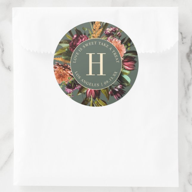 Sticker Rond Richesse du printemps Mariage vert coloré (Sac)