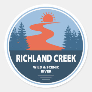 Sticker Rond Richland Creek Arkansas Rivière Sauvage Et Pittore