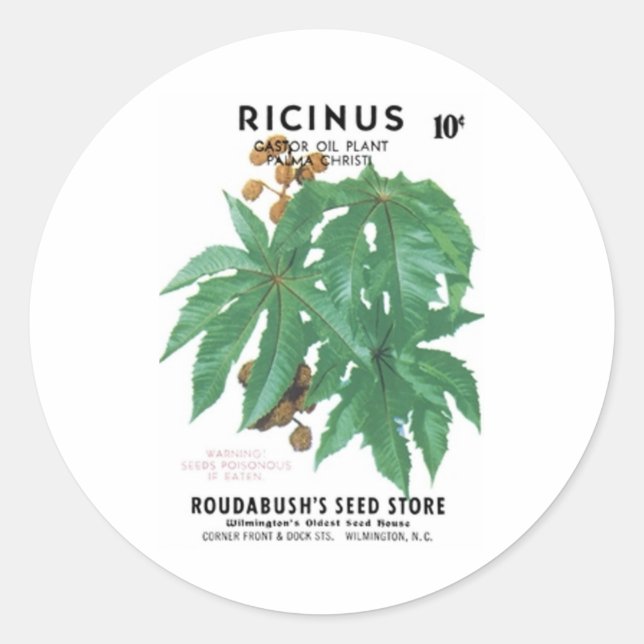 Sticker Rond Ricinus, Castor OIl Plante, magasin de semences de (Devant)