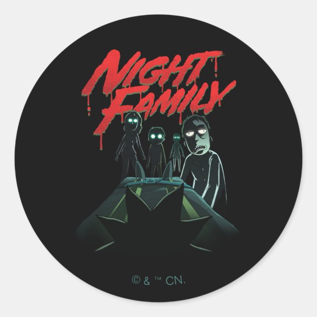 Sticker Rond RICK ET MORTY™ | Famille de nuit (Devant)