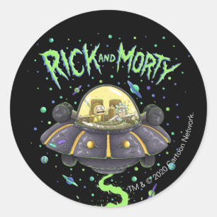 Sticker Rond RICK ET MORTY™  Graphique de vol spatial illustr
