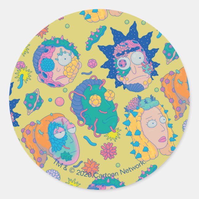 Sticker Rond RICK ET MORTY™ | Motif de famille Smith infecté (Devant)