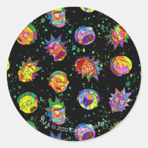 Sticker Rond RICK ET MORTY™   Motif psychédélique