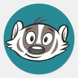 Sticker Rond Ricky Raccoon   Visage de Badger Boomer